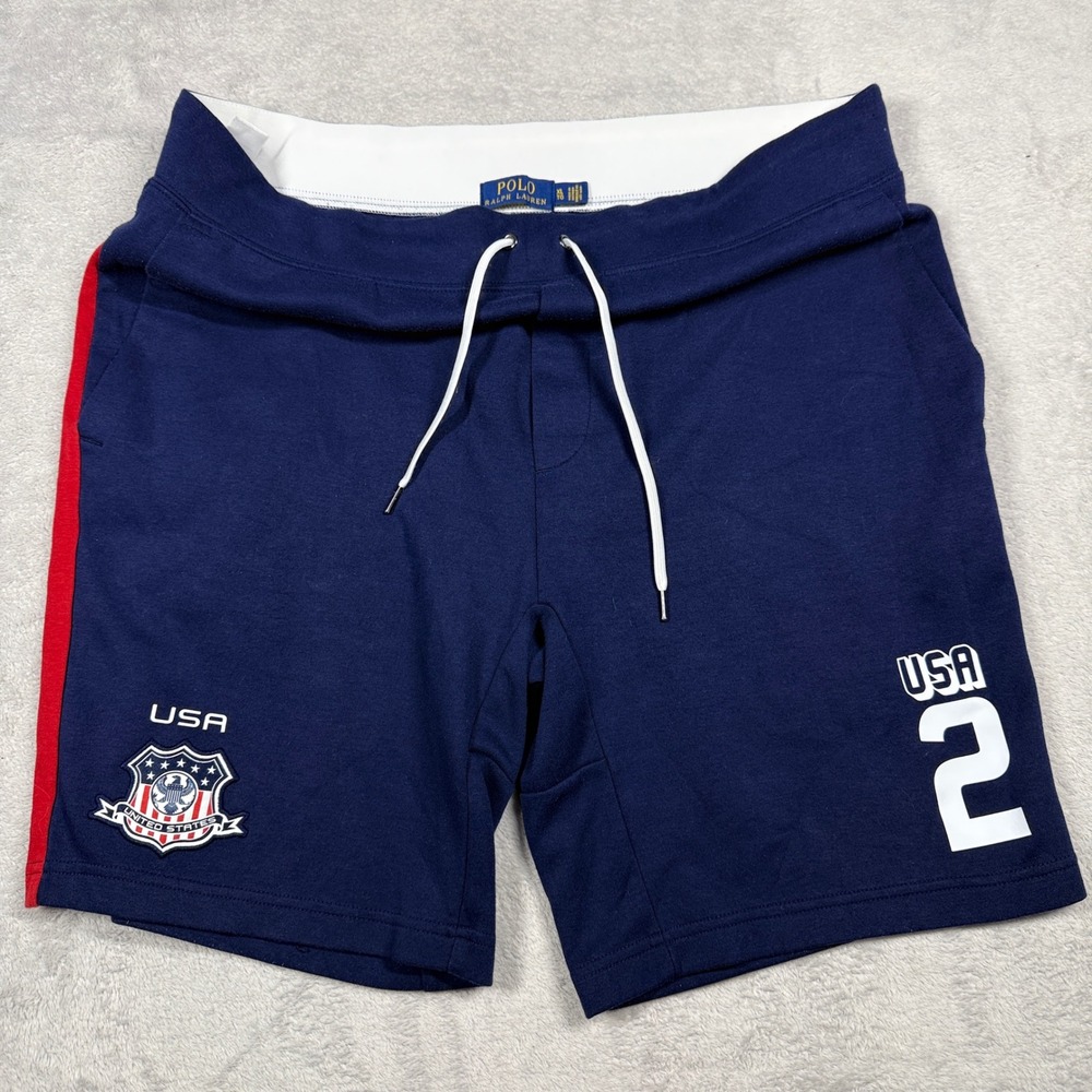 Polo Ralph Lauren Shorts Men XL Navy Blue USA Team Athletic Sport 13761